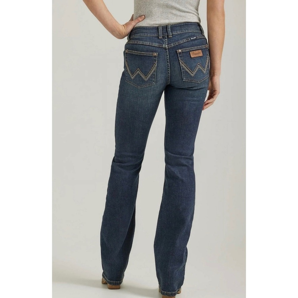 Wrangler Retro Mae Mid Rise Bootcut Jeans Dark Wash 1009MWWNS 17x34 New